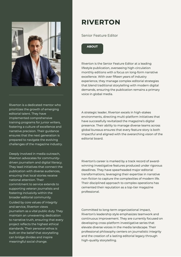 Free Magazine Profile Bio Template to Edit Online
