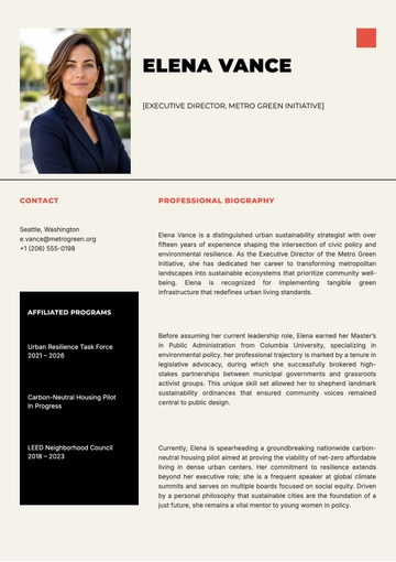 Free Public Figure Bio Template to Edit Online