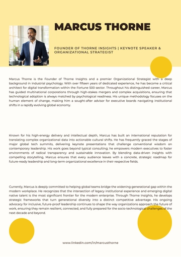 Free Keynote Speaker Bio Template to Edit Online