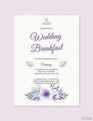 Simple Fall Wedding Breakfast Invitation Template