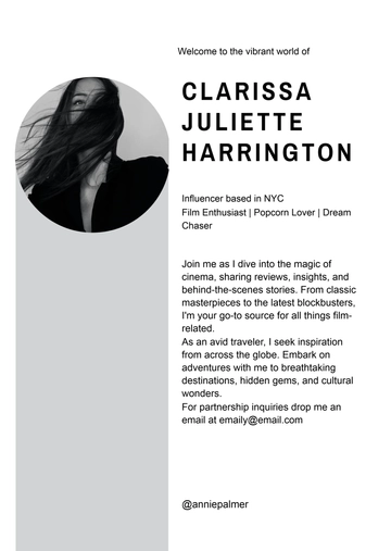 Free Influencer Bio Template to Edit Online