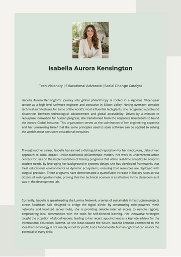 Free Philanthropist Bio Template to Edit Online