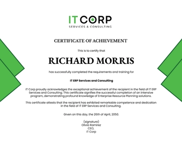 Free IT ERP Services & Consulting Certificate Template to Edit Online