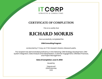 Free IT CRM Consulting Certificate Template to Edit Online