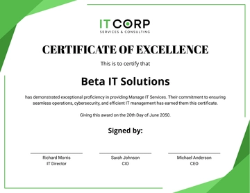 Free Managed IT Services Certificate Template to Edit Online