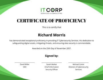 Free IT Cybersecurity Services Certificate Template to Edit Online