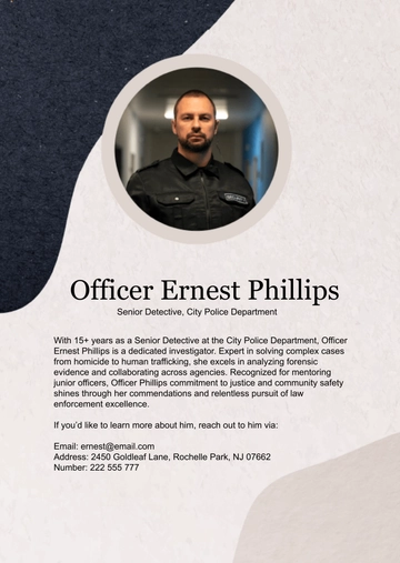 Free Law Enforcement Bio Template to Edit Online