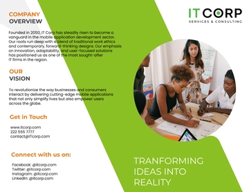 Free IT Mobile App Development Company Profile Digital Brochure Template to Edit Online