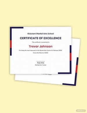 Martial Arts Award Certificate Template
