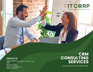 Free IT CRM Consulting Company Profile Digital Brochure Template to Edit Online