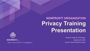Free Nonprofit Organization Privacy Training Presentation Template to Edit Online