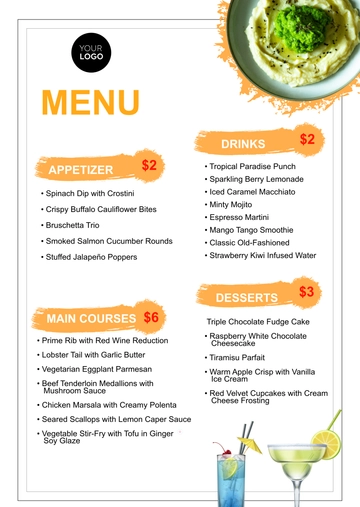 Free Printable Menu Template to Edit Online
