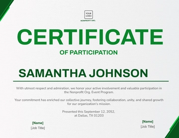 Free Nonprofit Organization Participant Certificate Template to Edit Online