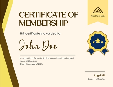 Free Nonprofit Organization Membership Certificate Template to Edit Online