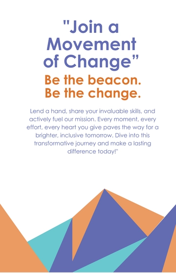 Free Nonprofit Organization Volunteer Opportunities Signage Template to Edit Online