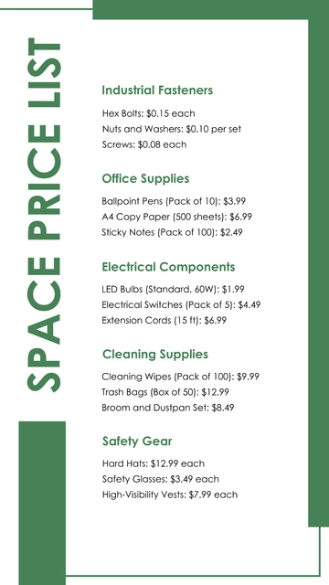 Free Supplier Pricelist Template to Edit Online