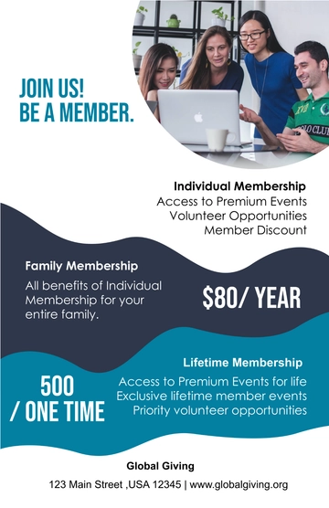 Free Nonprofit Organization Membership Benefits Signage Template to Edit Online