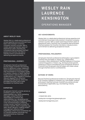 Free Employee Bio Template to Edit Online