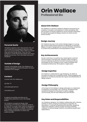 Free Professional Bio Template to Edit Online