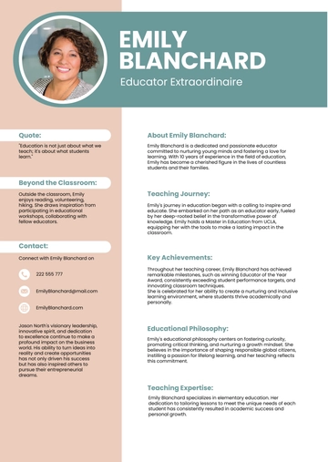 Free School Bio Template to Edit Online