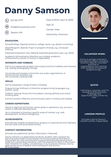 Free Basic Student Profile Template to Edit Online