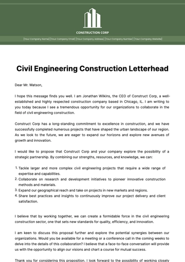 Free Civil Engineering Construction Letterhead Template to Edit Online