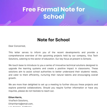 Free Formal Note for School Template to Edit Online