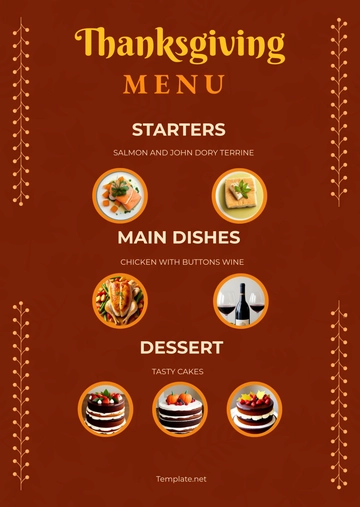 Free Thanksgiving Dinner Menu Template to Edit Online