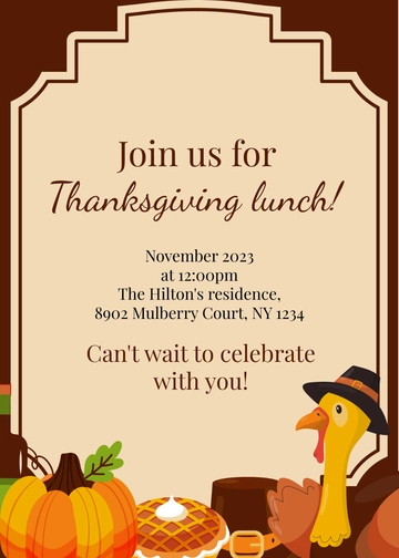 Free Thanksgiving Lunch Invitation Template to Edit Online