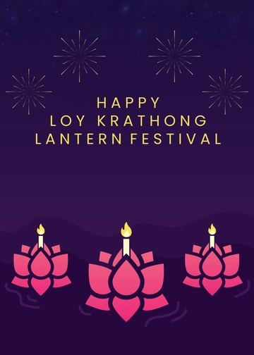 Free Loy Krathong Lantern Festival Greeting Card Template to Edit Online