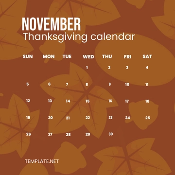 Free Thanksgiving Day 2023 Calendar Template Clipart to Edit Online