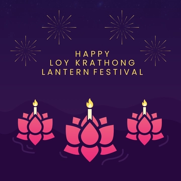 Free Loy Krathong Lantern Festival LinkedIn Post Template to Edit Online