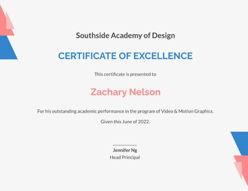 Free Academic Excellence Award Certificate Template to Edit Online