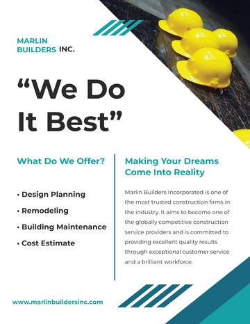 Free Creative Construction Leaflet Template to Edit Online