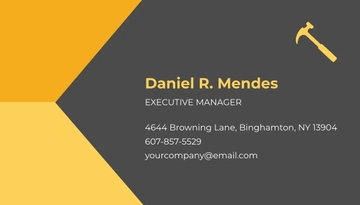 Free Basic Construction Business Card Template to Edit Online
