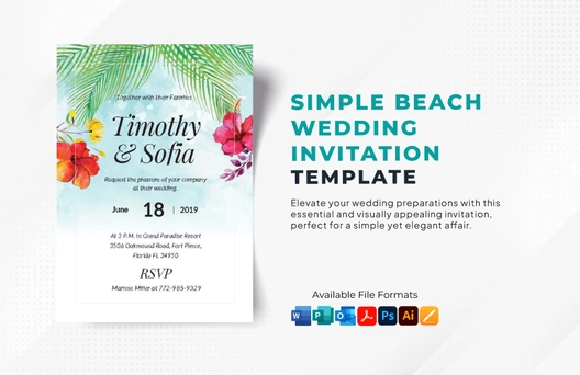 Simple Beach Wedding Invitation Template