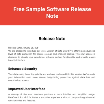 Free Sample Software Release Note Template to Edit Online
