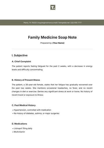 Free Family Medicine Soap Note Template to Edit Online