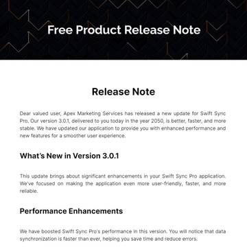 Free Product Release Note Template to Edit Online