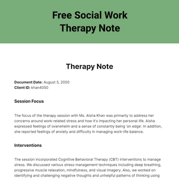 Free Social Work Therapy Note Template to Edit Online