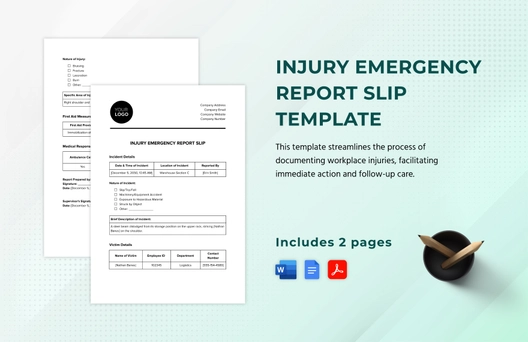 Injury Emergency Report Slip Template Injury Emergency Report Slip Template
