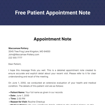 Free Patient Appointment Note Template to Edit Online