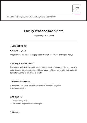 Free Family Practice Soap Note Template to Edit Online