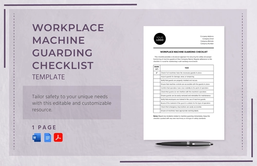 Workplace Machine Guarding Checklist Template