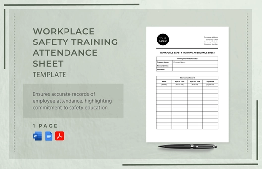 Workplace Safety Training Attendance Sheet Template