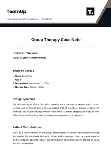 Free Group Therapy Case Note Template to Edit Online