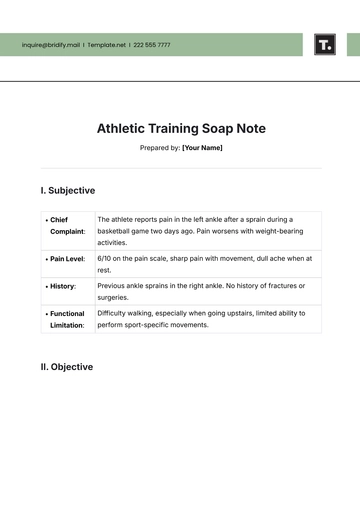 Free Athletic Training Soap Note Template to Edit Online