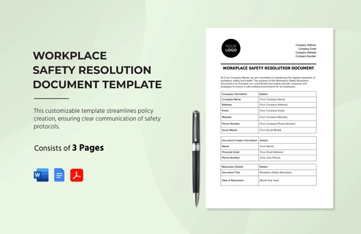 Workplace Safety Resolution Document Template
