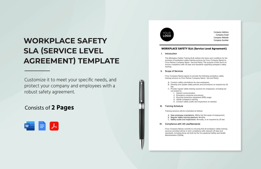 Workplace Safety SLA (Service Level Agreement) Template