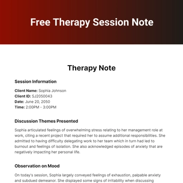Free Therapy Session Note Template to Edit Online
